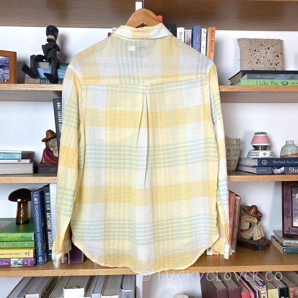BDG Urban Outfitters Yellow Plaid Lightweight Button Up Shirt - Picture 5 of 6